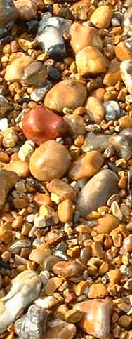 red and golden pebbles on Brighton beach